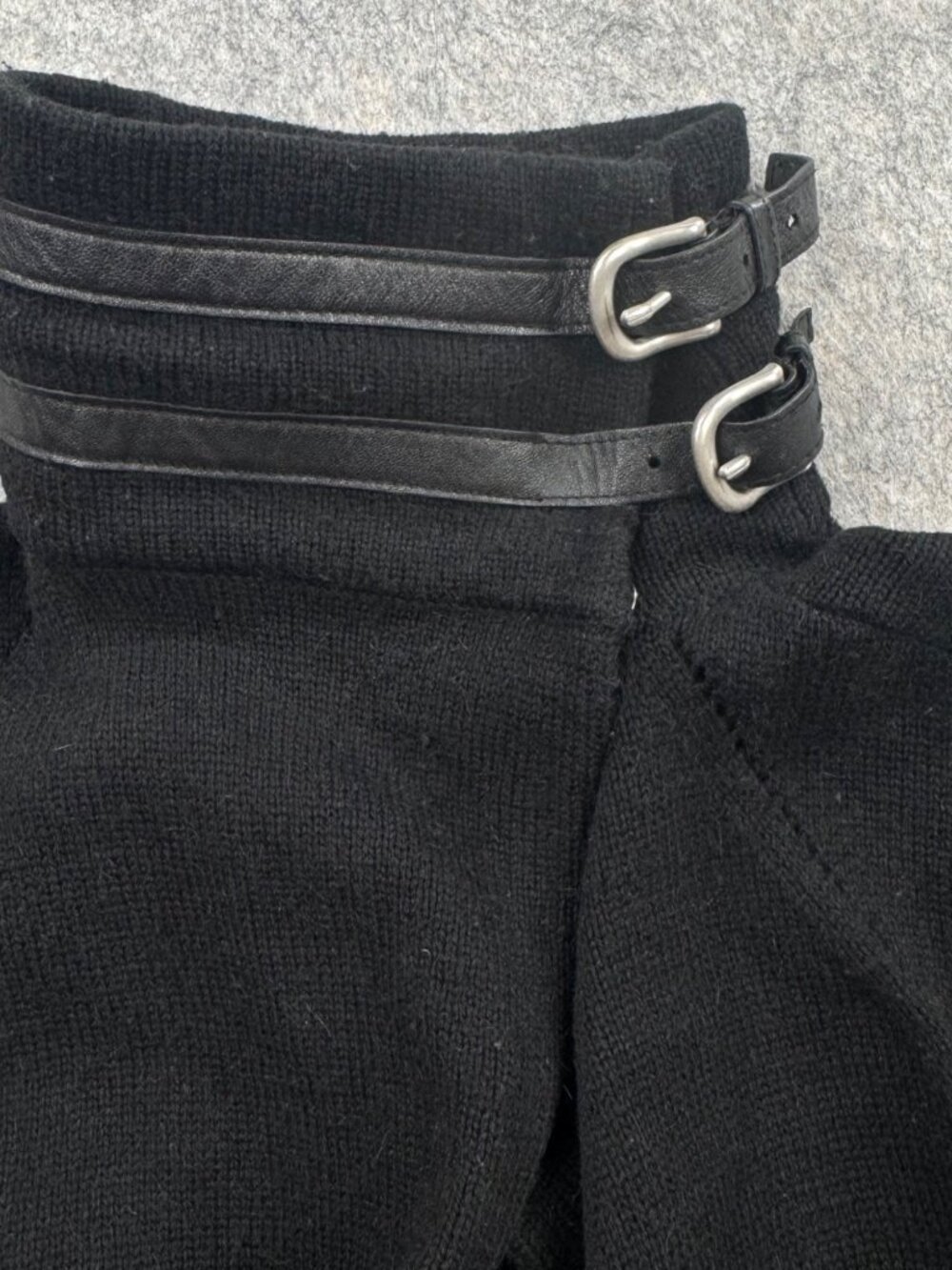Skingraft Jonny Coto Sweater Black Wool Sz M Longline Cardigan Leather Buckle - Picture 8 of 13